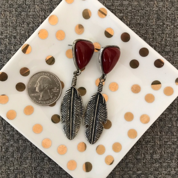 Feather + Stone Earrings - Picture 4 of 4